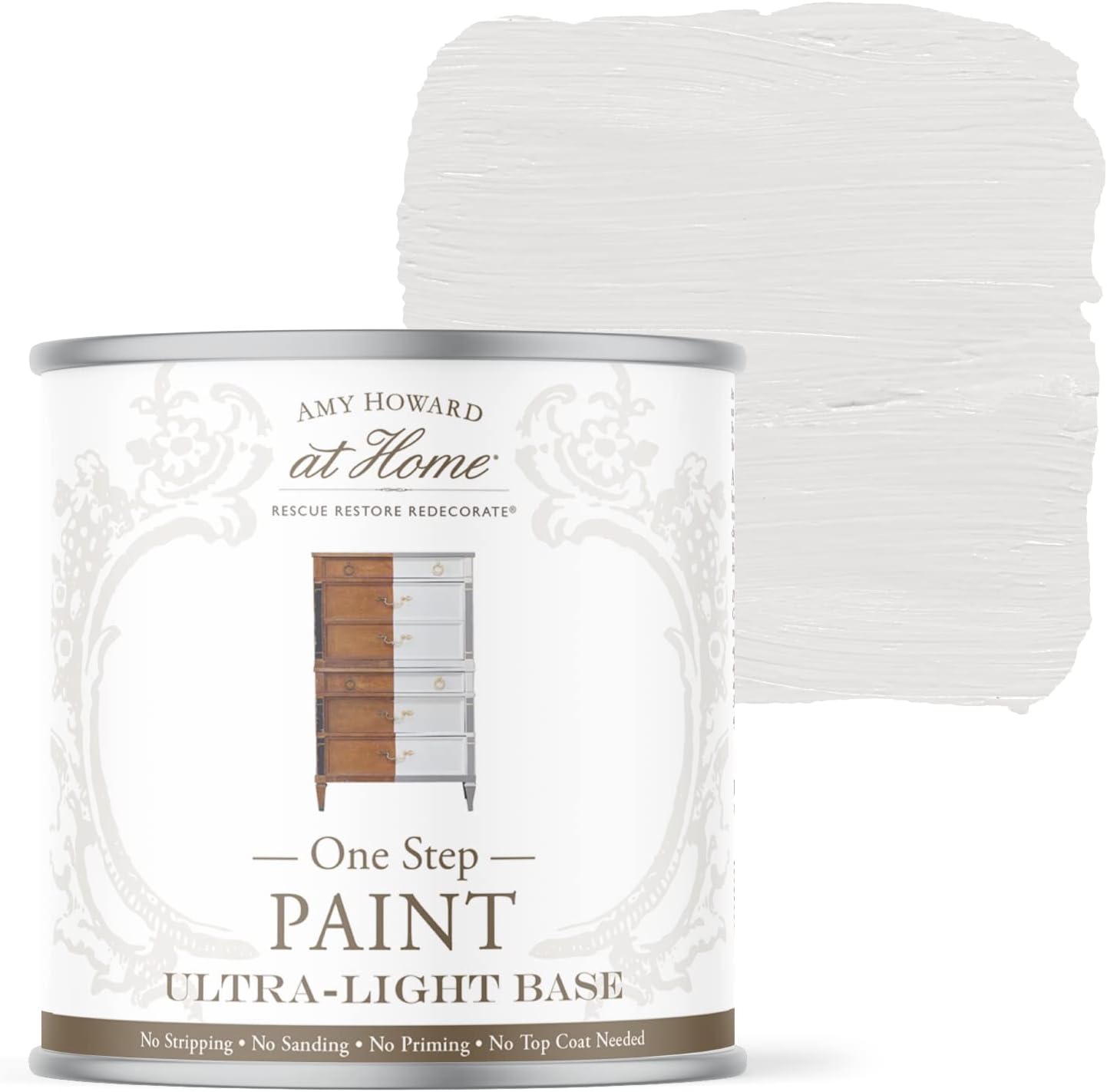 AMY HOWARD AT HOME Chalk-Based One Step Paint for Furniture, Cabinetry, Decor, Finish, and More | No Stripping, Sanding, or Priming | Ultra-Light Base | 16 Ounce | Metropolitan Grey