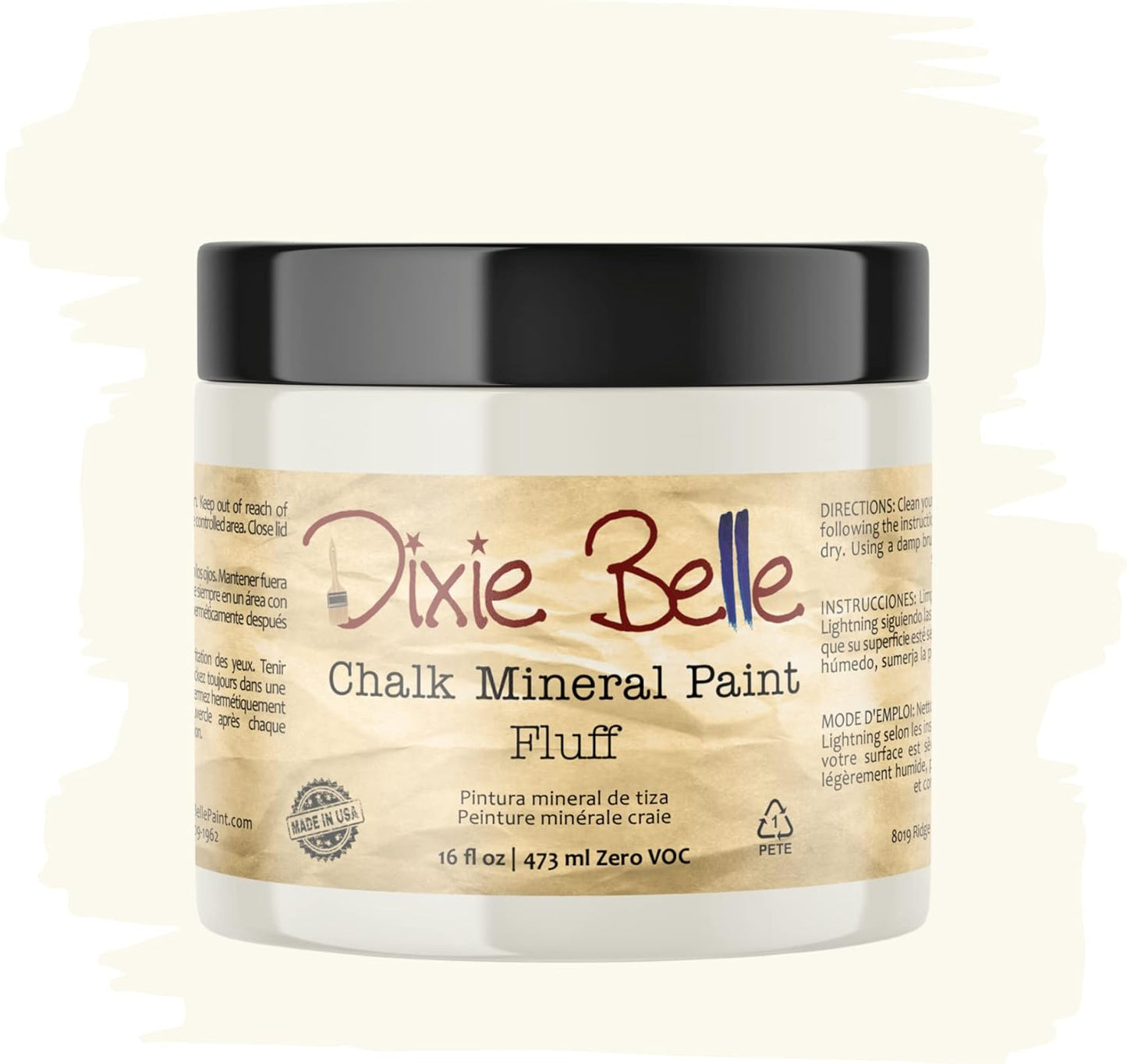 Dixie Belle Paint Company Chalk Finish Furniture Paint - Fluff (16oz) - Matte Soft White Chic Chalk Mineral DIY Furniture Paint