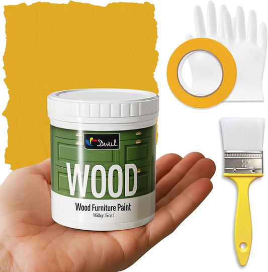DWIL Matte Finish Furniture Paint - 5 Oz Wood Paint for Cabinets, Doors, Tables, and Dressers Refinishing - Water-Based, Non-Toxic & Odorless, Easy to Apply(Pitmaston Pear Yellow)-Trial Pack