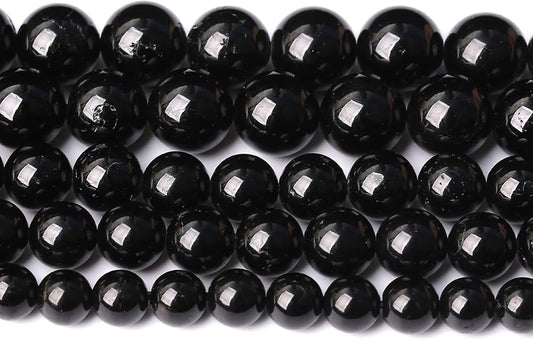 38pcs 10mm AAAA Natural Black Tourmaline Gemstone Beads Round Loose Beads for Jewelry Making DIY Bracelet Necklace