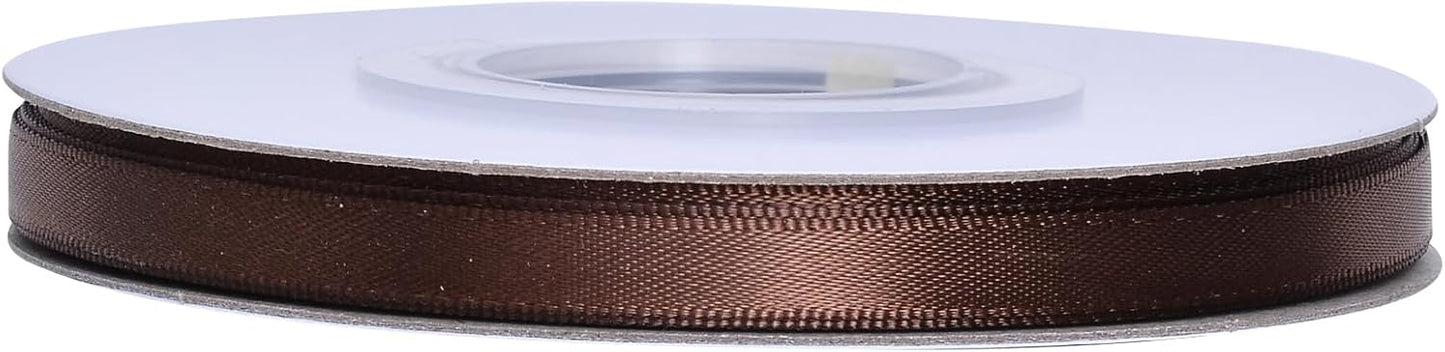 YAMA Brown Double Faced Satin Ribbon 1/4 Inch 25 Yards Brown Ribbon for Gift Wrapping Crafts Hair Bows Wedding Party Decoration