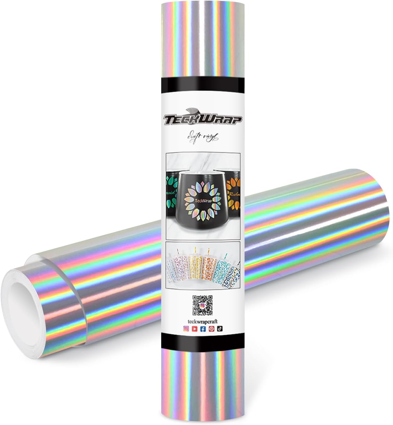 TECKWRAP Glossy Holographic Silver Chrome Vinyl 12" x 10ft