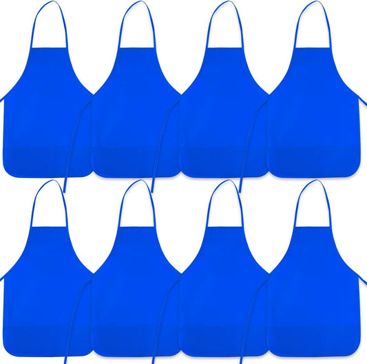 8 Pcs Kids Apron Painting Aprons for Kids Art Smocks Paint Apron Bulk for Painting Classroom Activity Kitchen Crafts Party Supplies(Blue)
