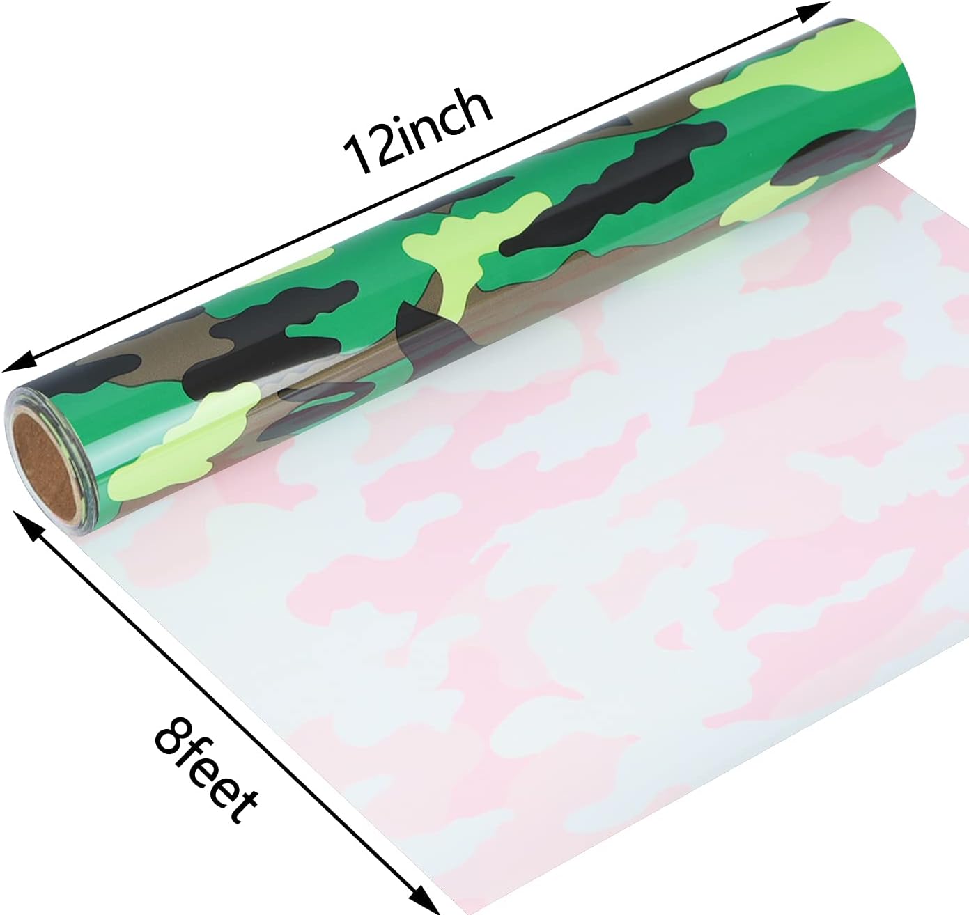 Guangyintong Camouflage Green Heat Transfer Vinyl HTV Rolls, 12" x 8ft PU Iron on Vinyl for T-Shirts, Stretchy Thin Soft HTV for All Cutter Machines, Easy to Cut & Weed