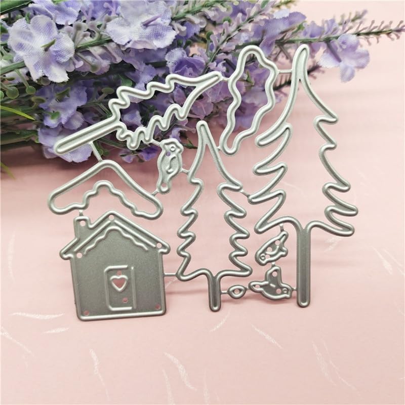 Metal Cutting Dies DIY Embossing Stencil Template Scrapbooking Card Making Mold Photo Album Arts Crafts Tools (Christmas Tree House-8.4x7.2cm)
