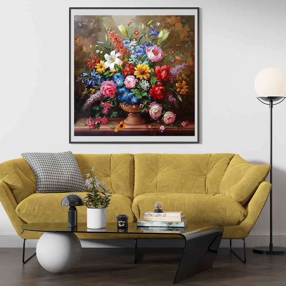 Moohue 14ct Counted Stamped Cross Stitch Kits for Adults Printed Cross Stitch Patterns Art Crafts Cross Stitch Supplies (Flowers 14)