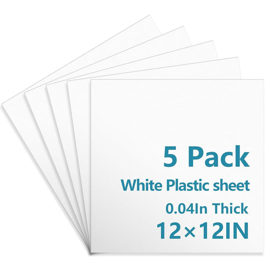 5 Pack White Plastic Sheets 12x12x0.04in Flexible High Tensile Plastic Sheets Hard Plastic Panel for DIY Materials Handicrafts Home Decoration