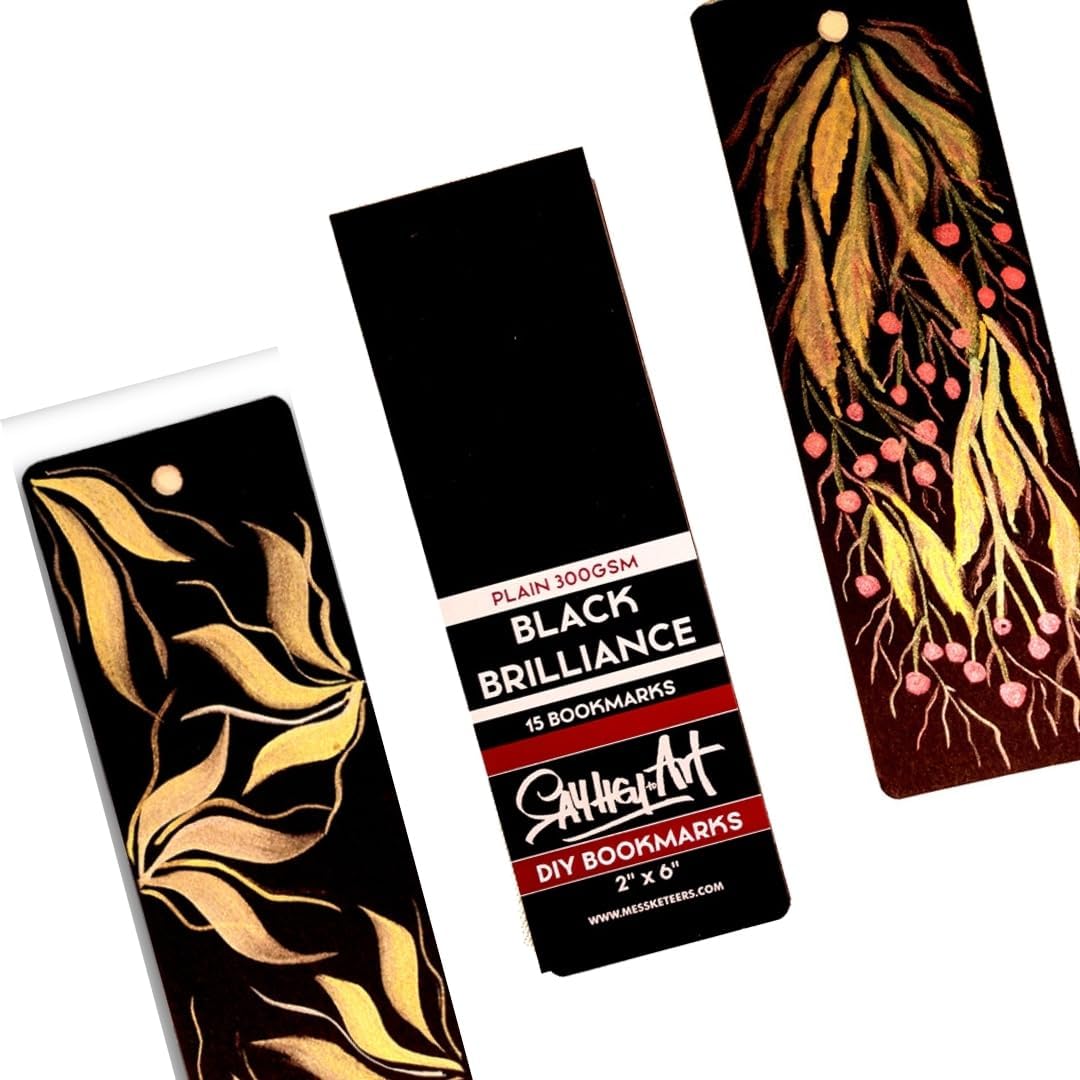 300GSM Deep Black Bookmark Sketchpads, Suitable for Acrylics & Mixed Media for Professional Artists (Pack of 2)