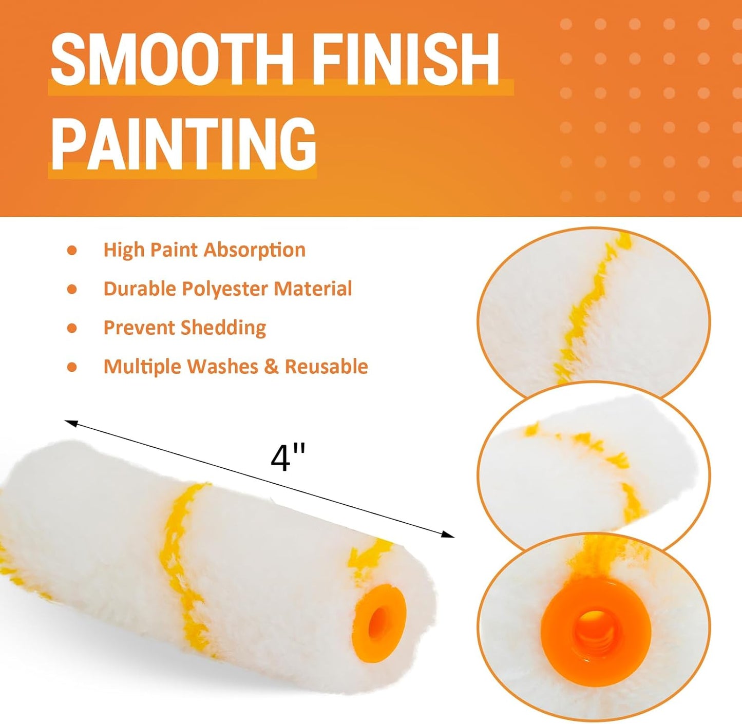 ETERNA Mini Paint Roller Kit, 10 Pieces Paint Supplies for House Painting with Paint Tray, 4 inch Paint Roller Covers&Frame, Perfect for Wall Decorating Home DIY