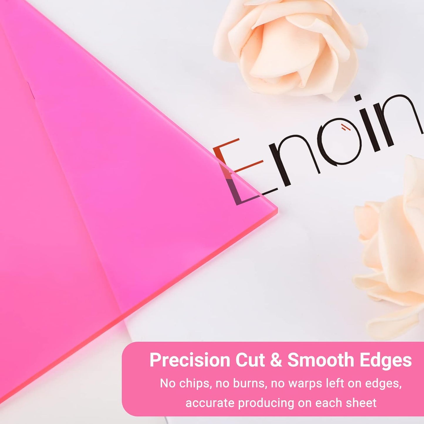 Enoin 2 Pack 12x12 Translucent Pink Acrylic Sheet - Cut to Size Plexiglass Sheets 1/8 inch Thick, Colored Plastic Board Panel for Art Craft, DIY, Painting