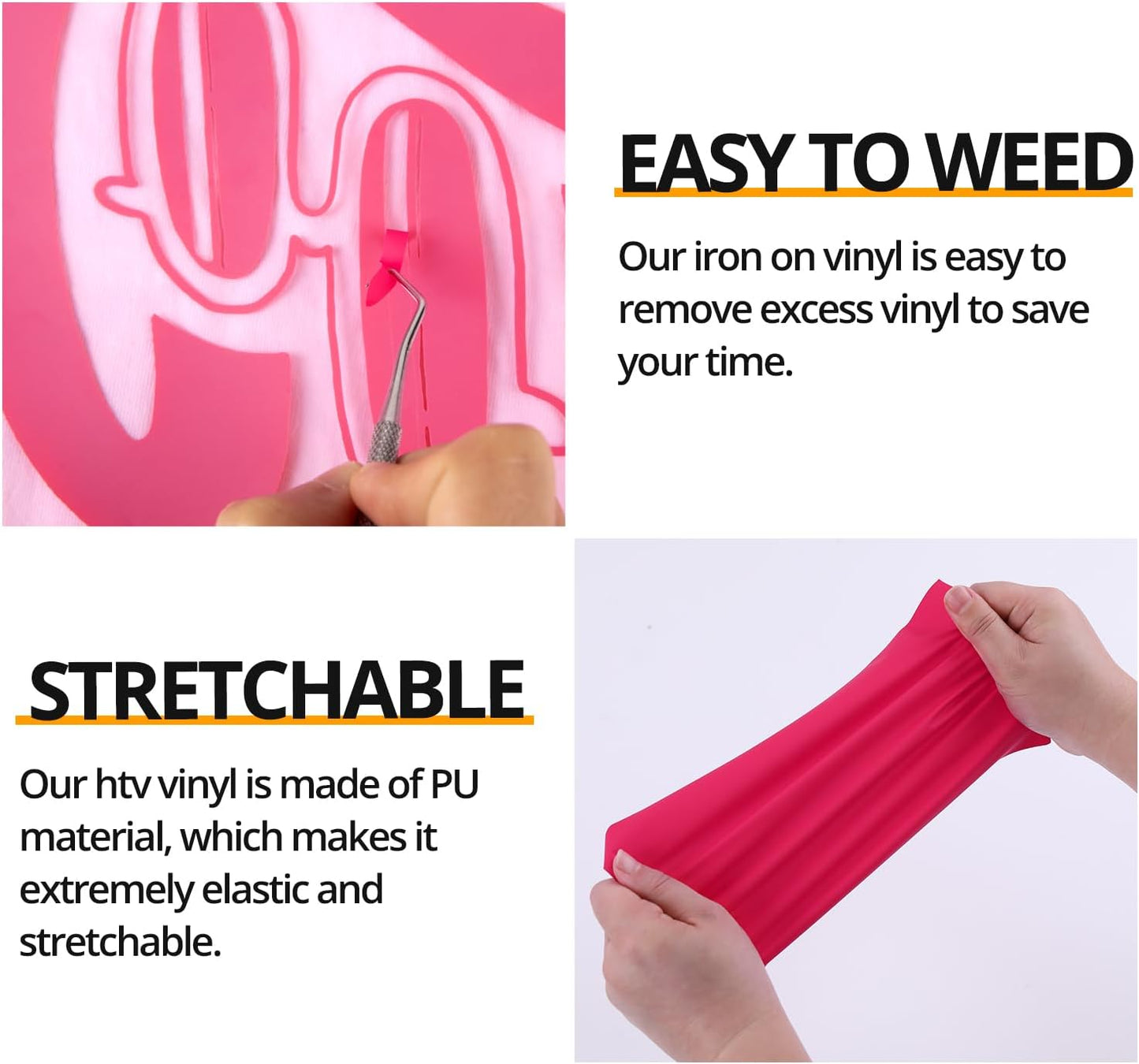 HTVRONT Pink Heat Transfer Vinyl Bundle - 10 Pack 12" x 10" HTV Vinyl for T-Shirt, Neon Pink Iron on Vinyl for All Cutting Machine or Heat Press Machine