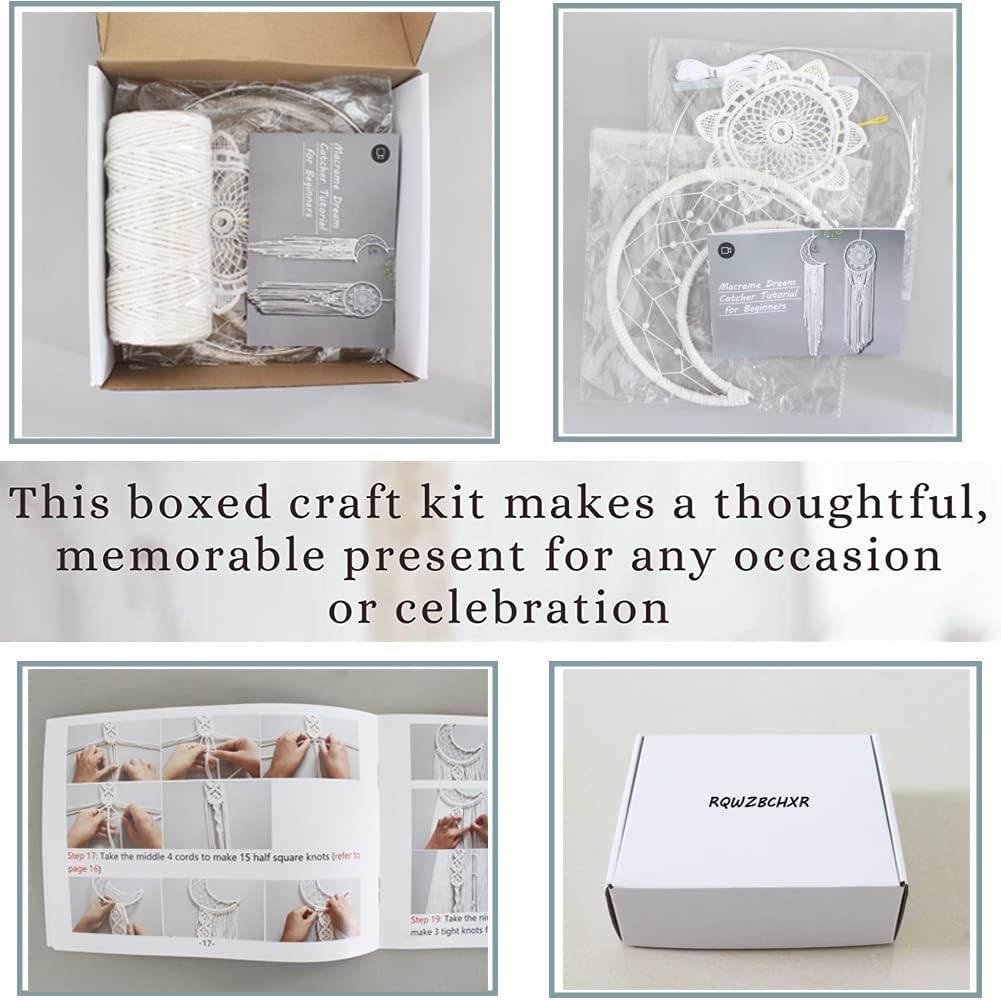 RQWZBCHX Macrame Dream Catcher Kits for Adults Beginners, 2PCS Macrame Wall Hanging Supplies