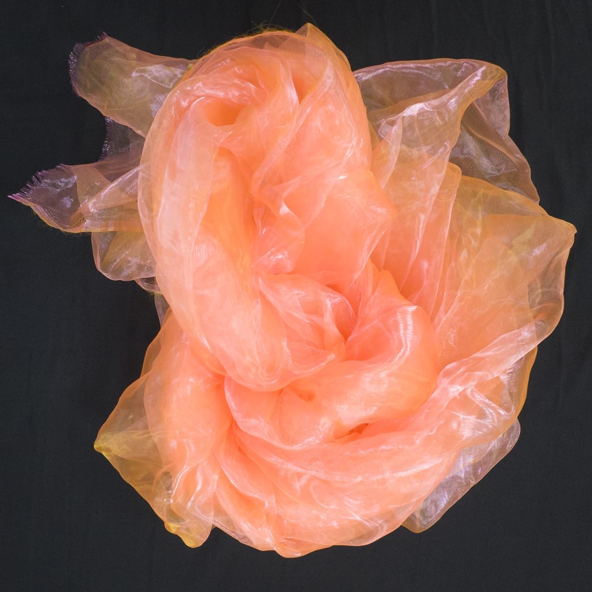 Two-Tone Iridescent Holographic Organza Fabric - 5.5 Yards by The Yard | Lightweight Sheer Tulle | for Wedding Dresses, Party Decor, DIY Crafts, Shiny Backdrops(Fluorescent Pink-Yellow)