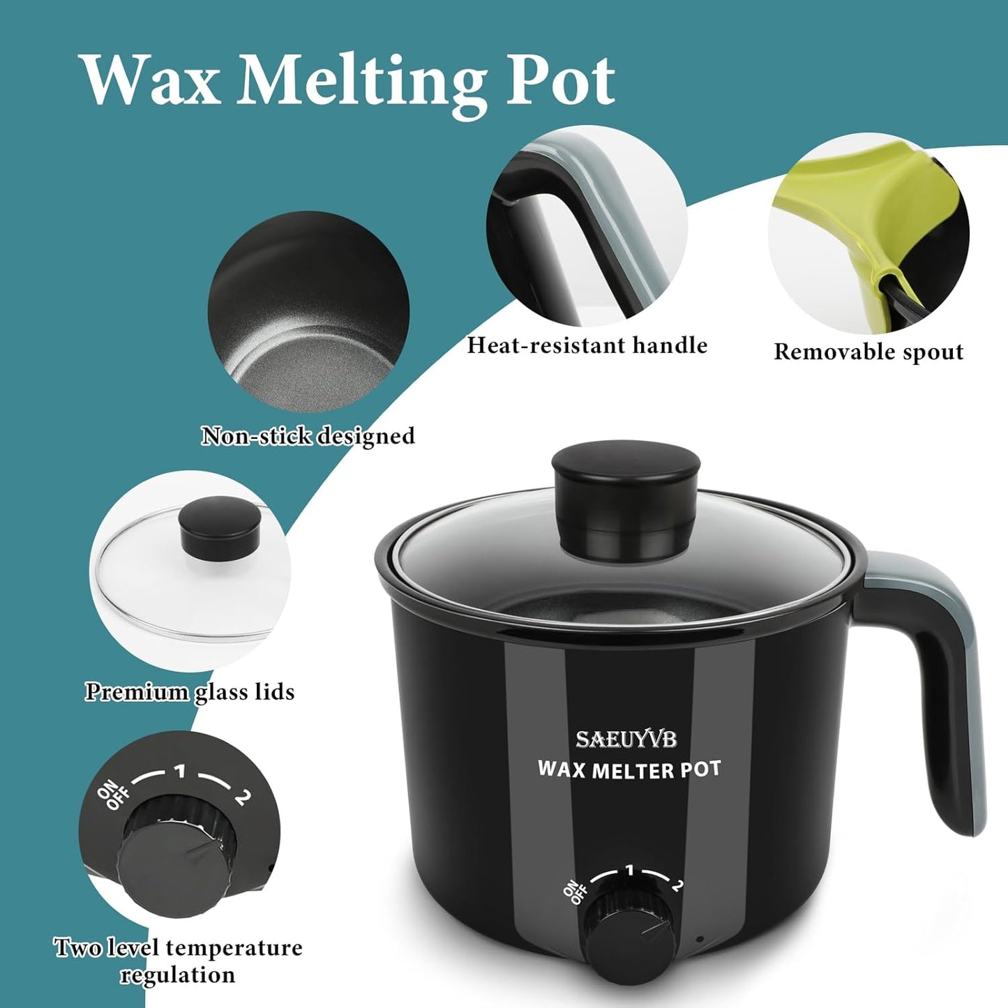 SAEUYVB Candle Making Kit with Wax Melter,Candle Making Supplies,Electric Wax Melter for Adults Beginners with Silicone Nozzle,Thermometer,Stirring Spoon, Silicone Pad,Instructions