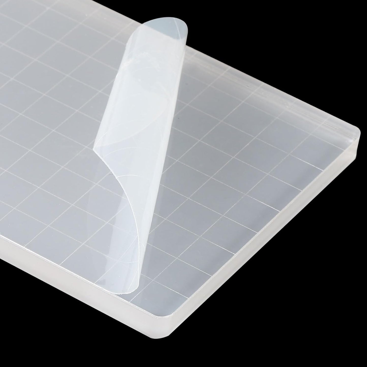 PATIKIL 5" x 3.5" Acrylic Stamp Block, 2 Pack Clear Stamping Block with Grid Lines Decorative Mounting Blocks Square for Scrapbooking DIY Crafts Card Making