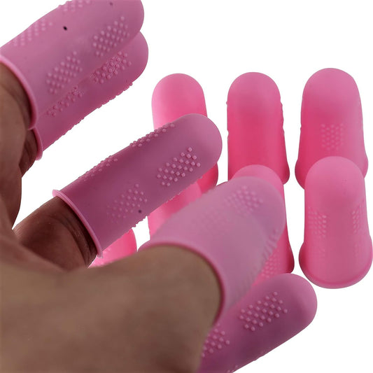 Finger Protectors [Flex Series - 12-Pack] Silicone Non-Stick Finger Covers [Pink - Small (6) / Medium (6)] for Hot Glue/Sewing/Wax/Rosin/Resin/Honey/Adhesives/Scrapbooking