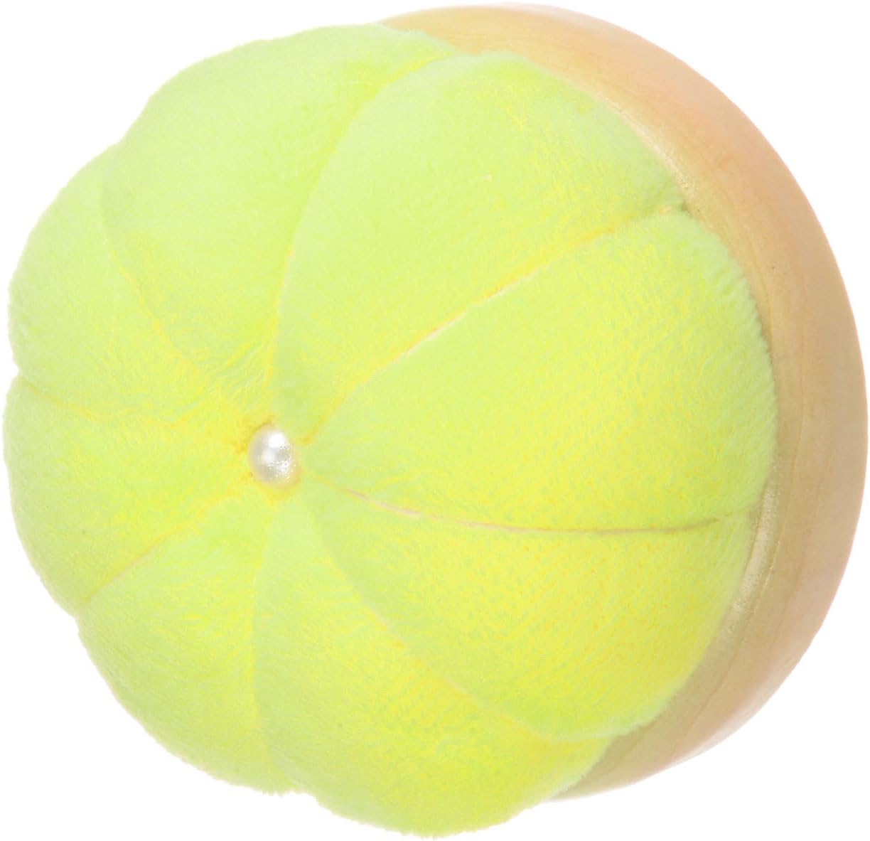 HARFINGTON Wooden Base Needle Pincushions Japanese Style Pin Cushions Round Pin Cushion Needle Holder for Sewing Quilting Needlework DIY Crafts, Fluorescent Yellow