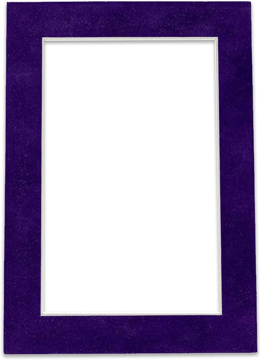 8x10 Mat Bevel Cut for 5.5x8.5 Photos - Acid Free Purple Crocus Suede Precut Matboard With Backing Board and Crystal Clear, Self Seal Photo Mat Bag - For Pictures, Photos, Framing - 4-ply Thickness
