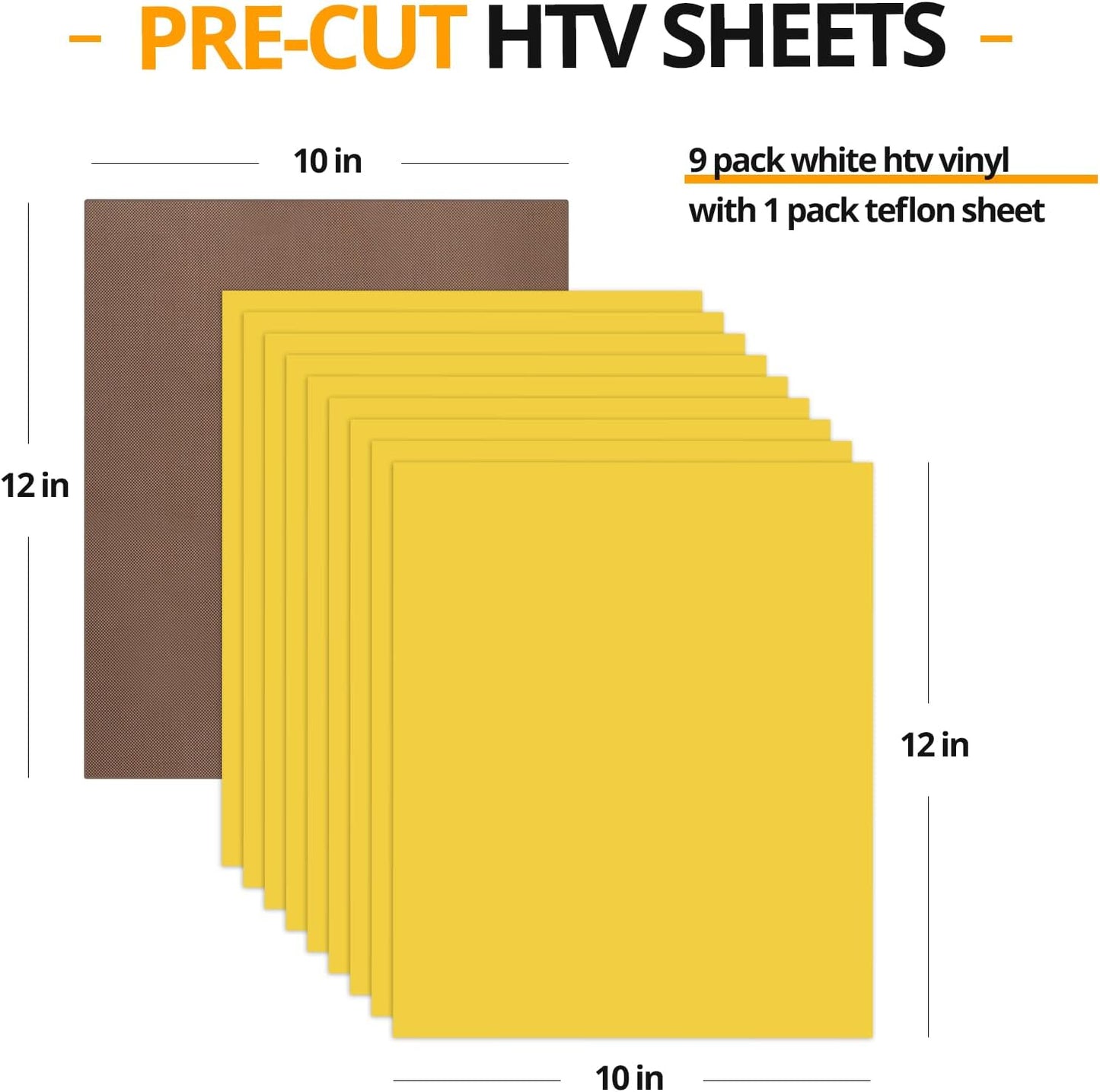 HTVRONT Yellow Heat Transfer Vinyl Bundle - 10 Pack 12" x 10" HTV Vinyl for T-Shirt, Yellow Iron on Vinyl for All Cutting Machine or Heat Press Machine