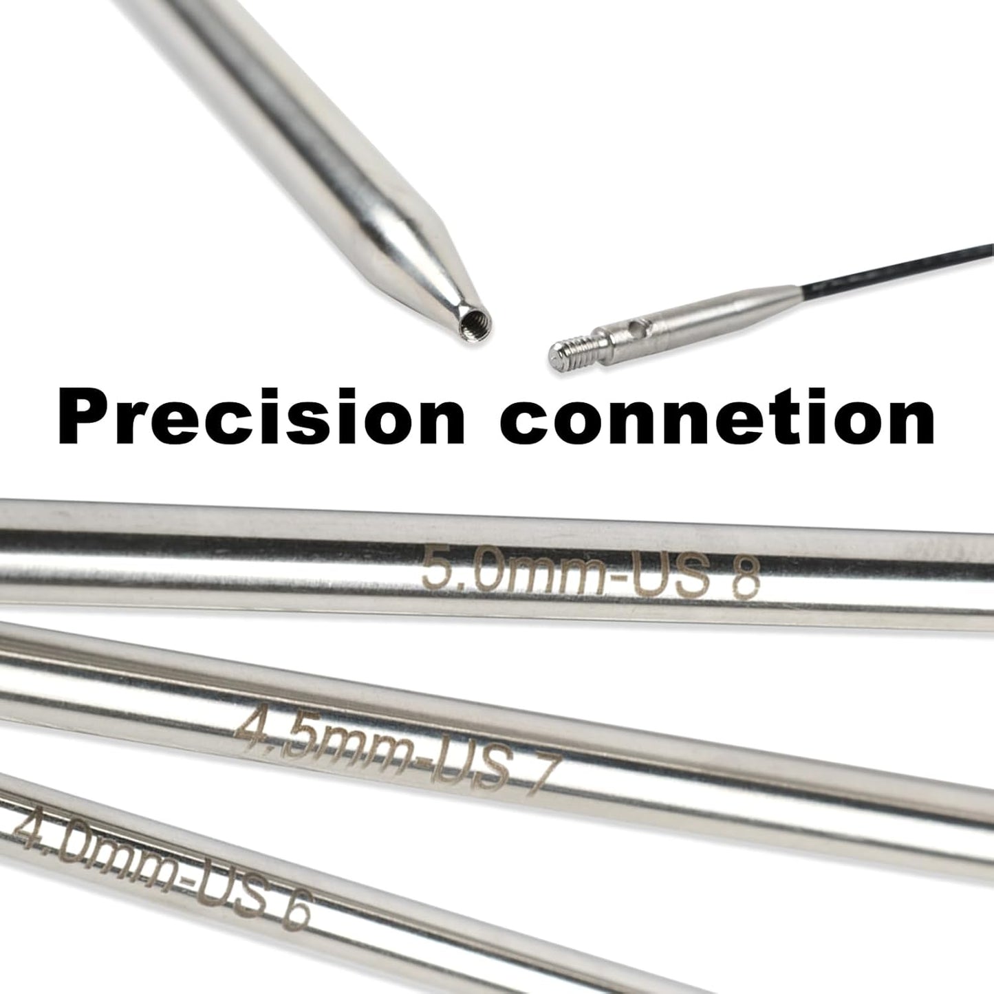 Svartur Lace Interchangeable Circular Knitting Needles, 5" Stainless Steel Interchangeable Knitting Needles Magic Loop for Socks, Gloves, US 0-8 Small Knitting Neeldes Lace-Tip with 4 Assorted Cables