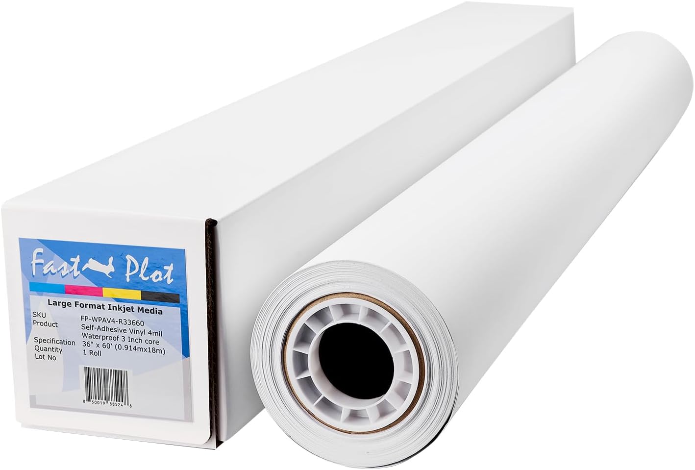 FastPlot Self Adhesive Vinyl - Waterproof 4mil - 36inch x 60ft Roll - 3inch core