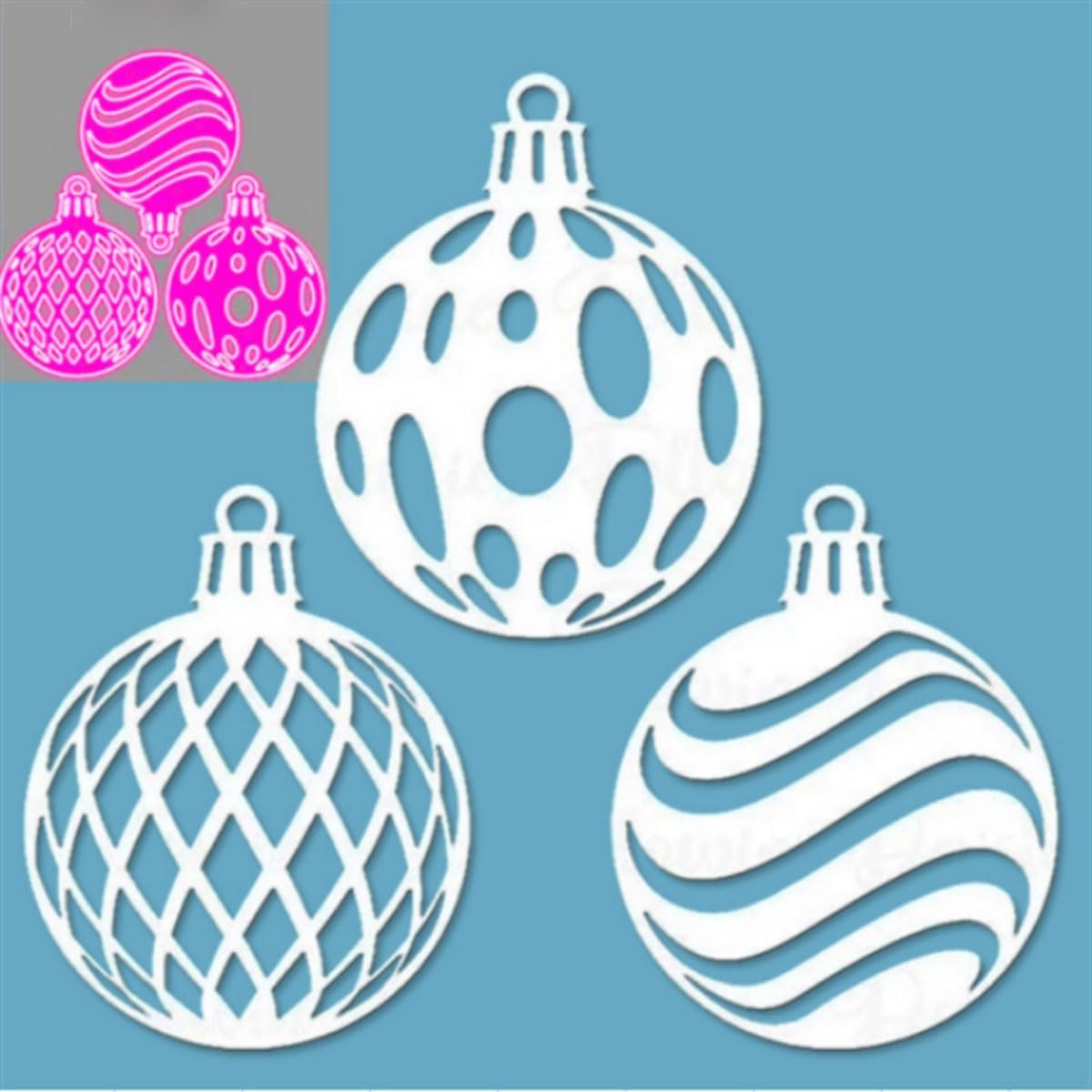 Mvchifay Cutting Dies for Card Making Metal Die-Cuts Scrapbooking Tool Hollow Frame DIY Craft Punch Template Embossing for Paper Album Decor(3 Christmas Balls-12x12cm)