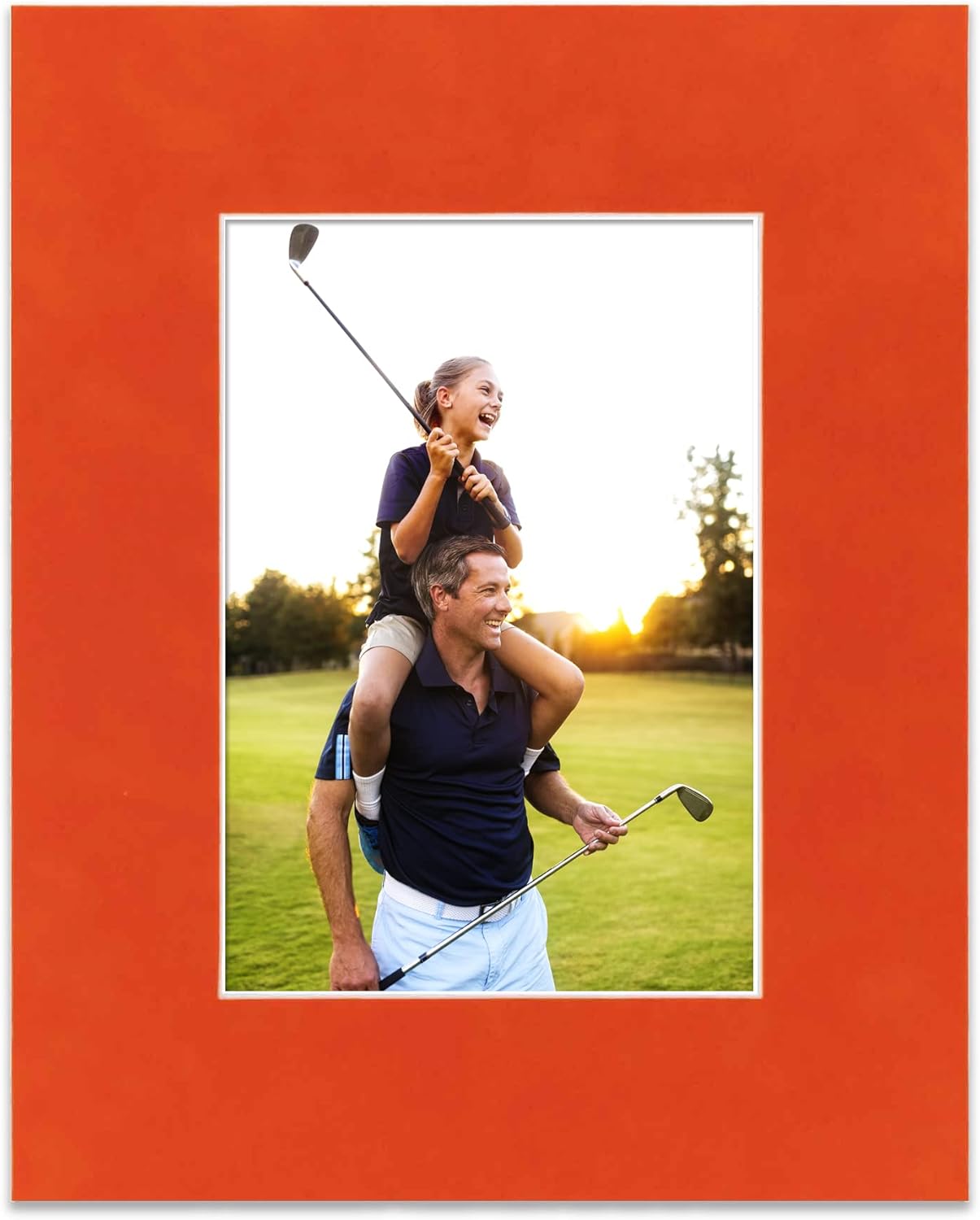 Pack of 25 Acid Free 11x14 Mats Bevel Cut for 8.5x11 Photos - Orange Suede Precut Matboards With Backing Boards and Clear Photo Mat Bags For Pictures, Photos, Framing - 4-ply Thickness