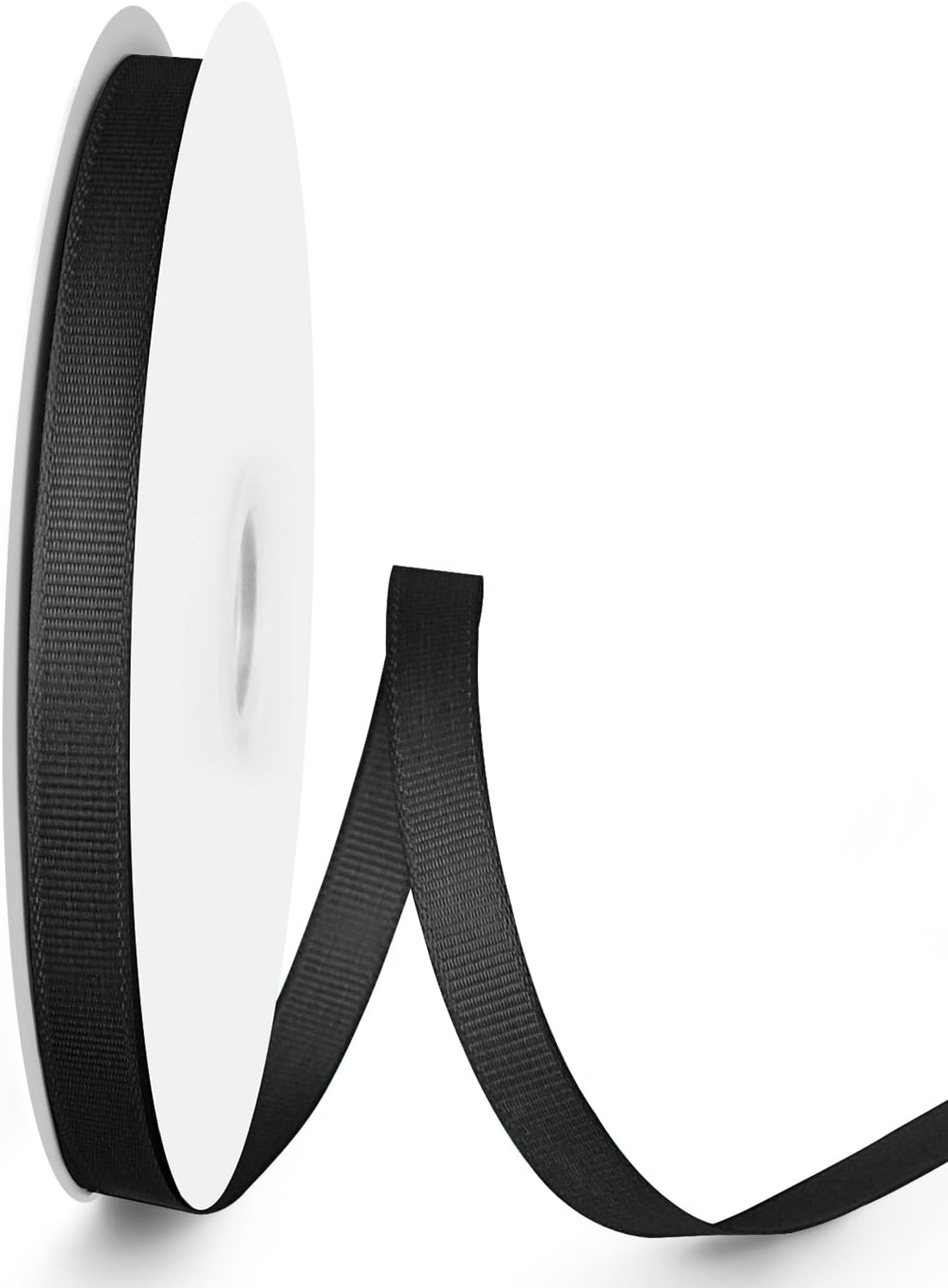 50 Yards 3/8 inch Grosgrain Ribbon, Solid Color Fabric Ribbon Perfect for Gift Wrapping, Wedding, Handmade Bows, Floral Bouquets and Party Decoration(Black)