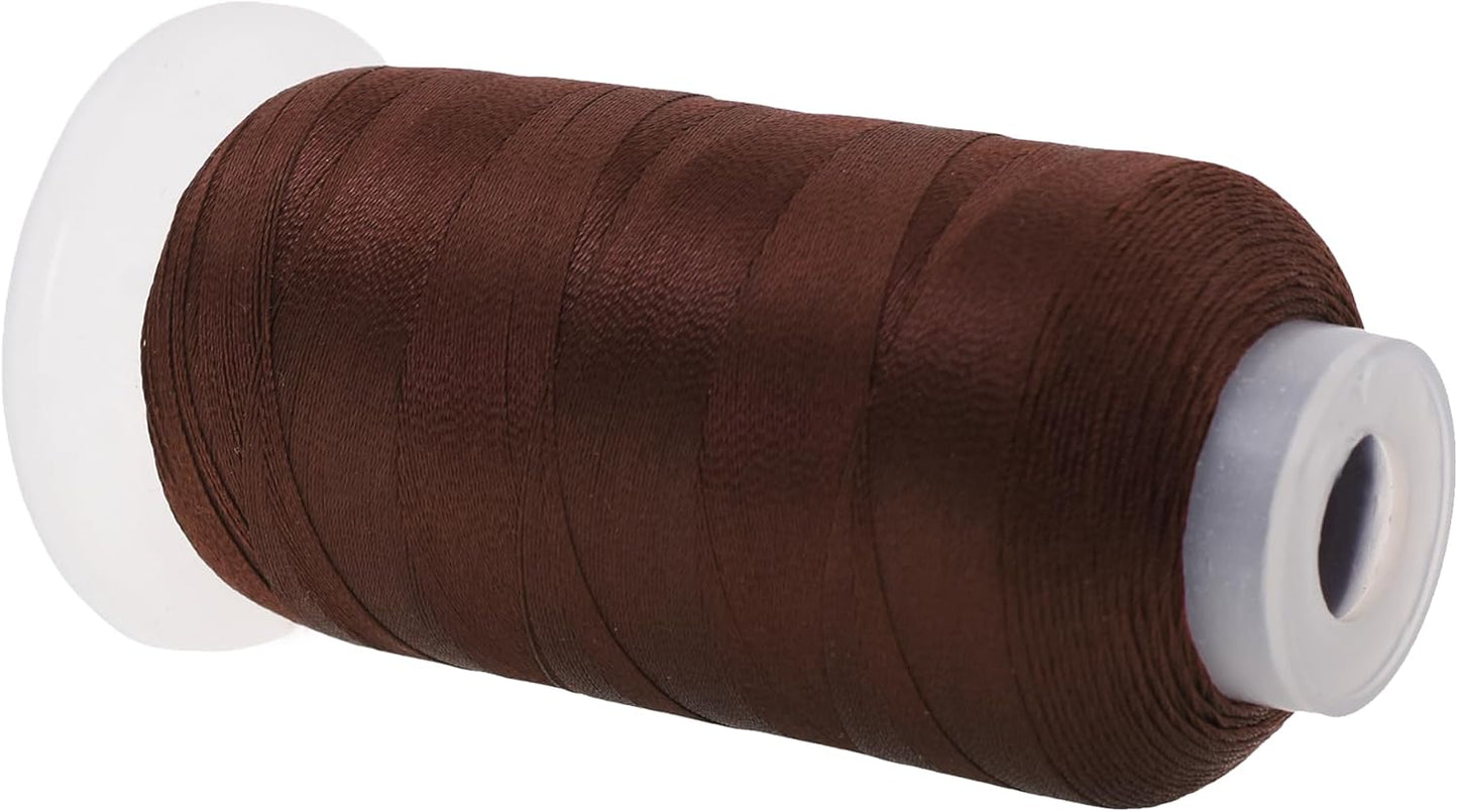 Mandala Crafts Dark Brown Heavy Duty Thread - 1500 Yds Tex 70 Thread for Sewing Drapery Jeans Leather Hair - Bonded Polyester for Outdoor Marine Upholstery