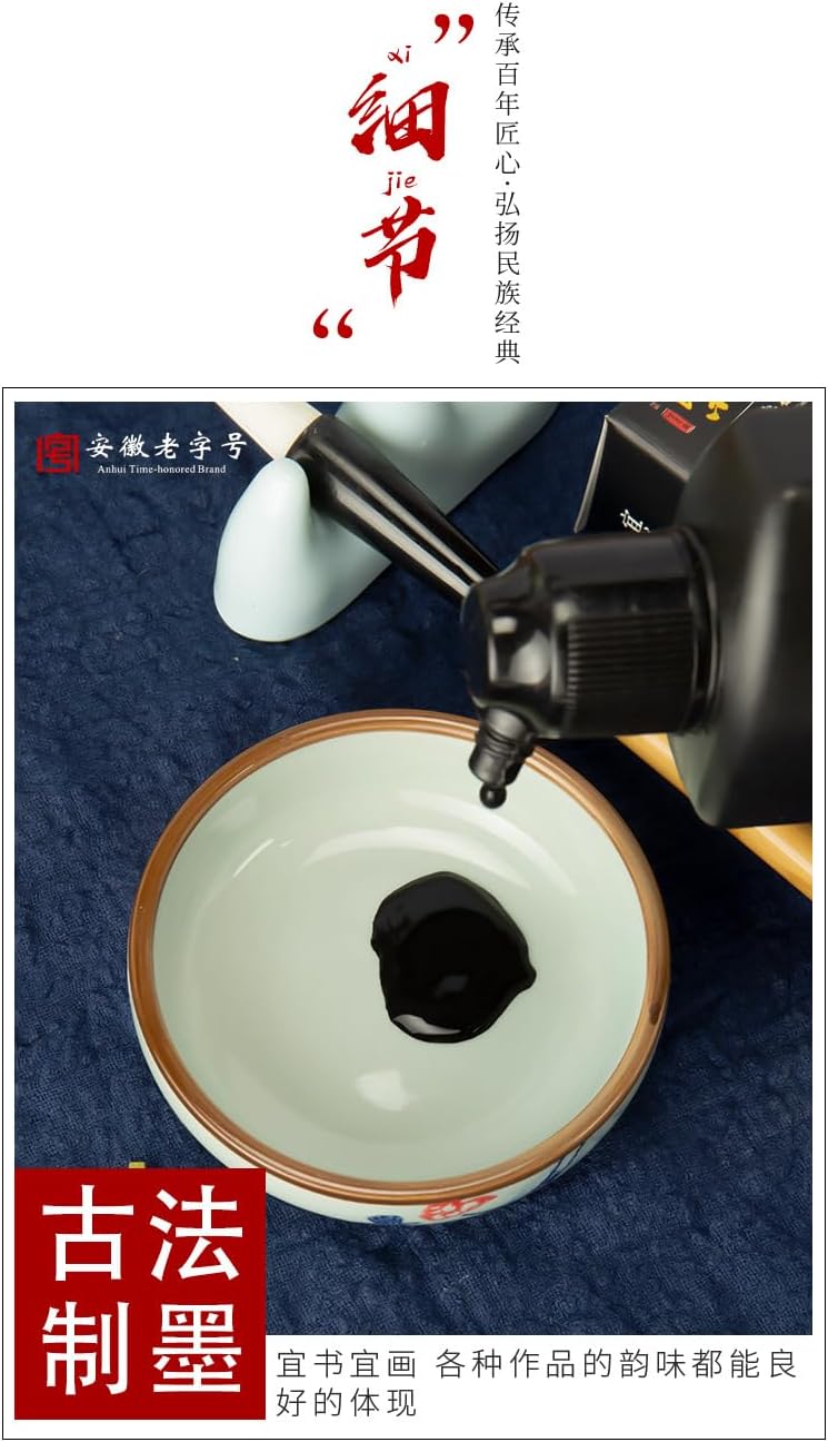 Sumi Ink, Chinese Calligraphy Ink, Liquid Black Carbon Ink, Manga Ink (500ml (17oz), Black)