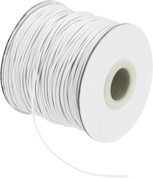 MECCANIXITY Waxed Cord 1mm Waxed Thread 87 Yard Wax String Leather Cord for Bracelet Making, Necklaces, Beading, Jewelry Making and DIY Crafts(White)