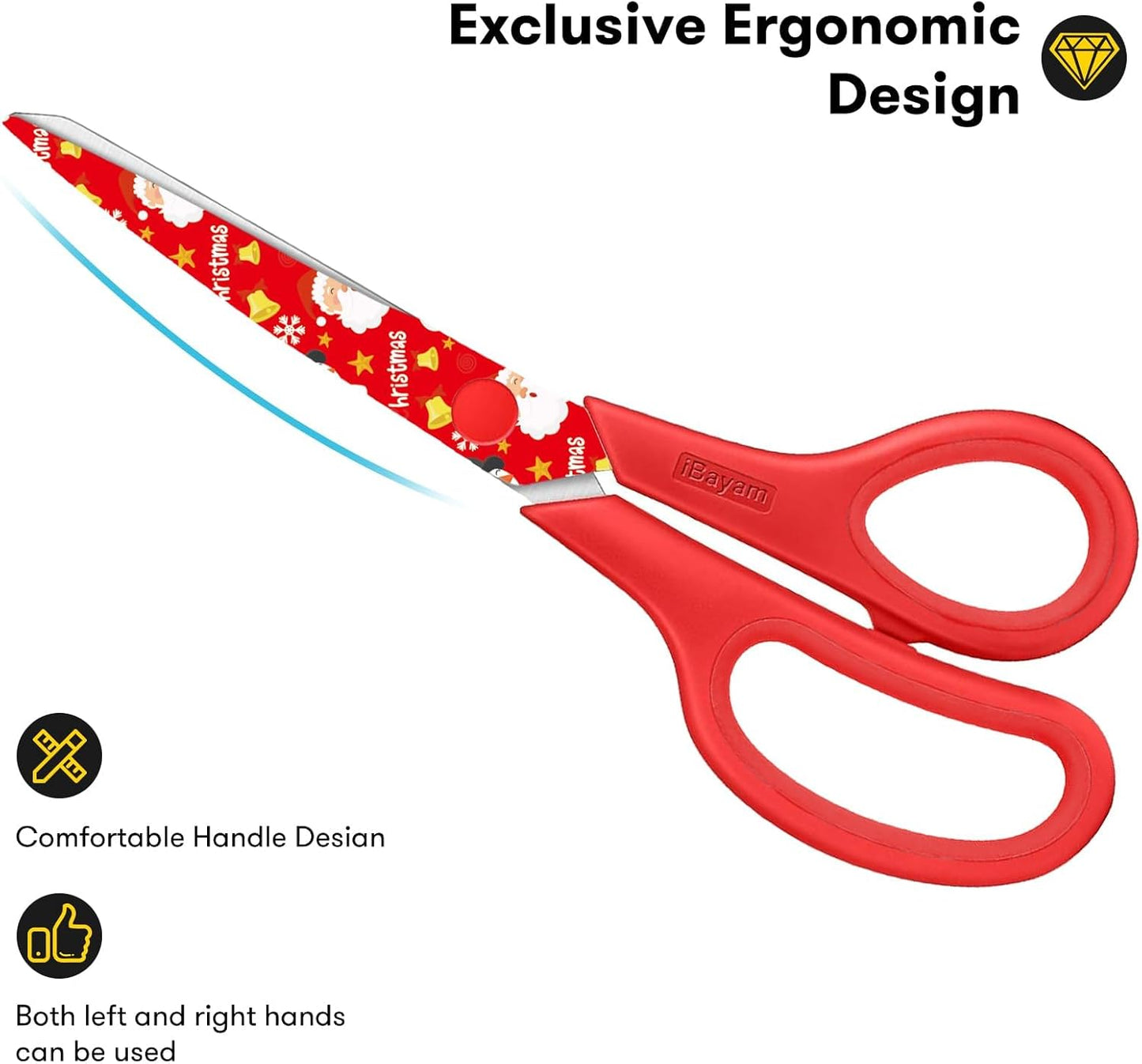 All Purpose Scissors for Construction Scrapbook Kraft Craft Paper, Gifts Wrapping Packing Paper Cutter Tool, 3 Pack Ultra Sharp 8" Thick Blade Comfort-Grip Scissors for Moving Package Supplies