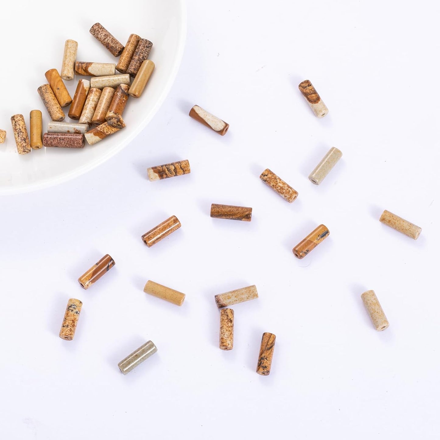 Natural Blown Picture Stone Cylinder Tube Beads 4x13mm 38cm/str Loose Semi Gemstone Stone Beads for Making Bracelets Necklace Earrings