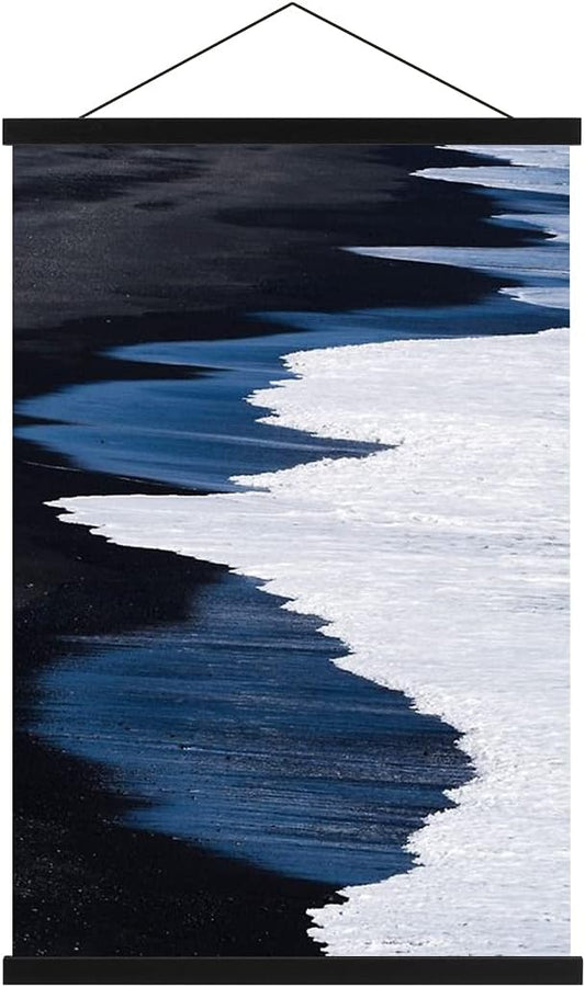 Ywlake Magnetic Poster Hanger, 8x10 8x20 8x11 Poster Frame Wood Wooden Magnet Print Posters Dowel Scroll Hanger Hangers Hanging Kit for Walls Map Canvas Artwork (Black, 8")