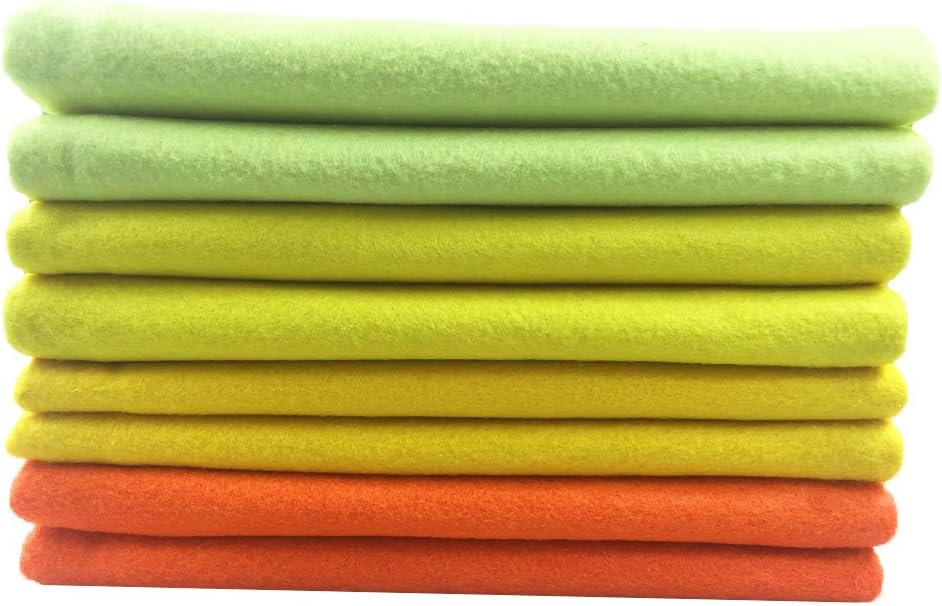 4pcs Thick 1.4mm Soft Felt Fabric Sheet Assorted Color Felt Pack DIY Craft Sewing Squares Nonwoven Patchwork (92x90cm Yellow)