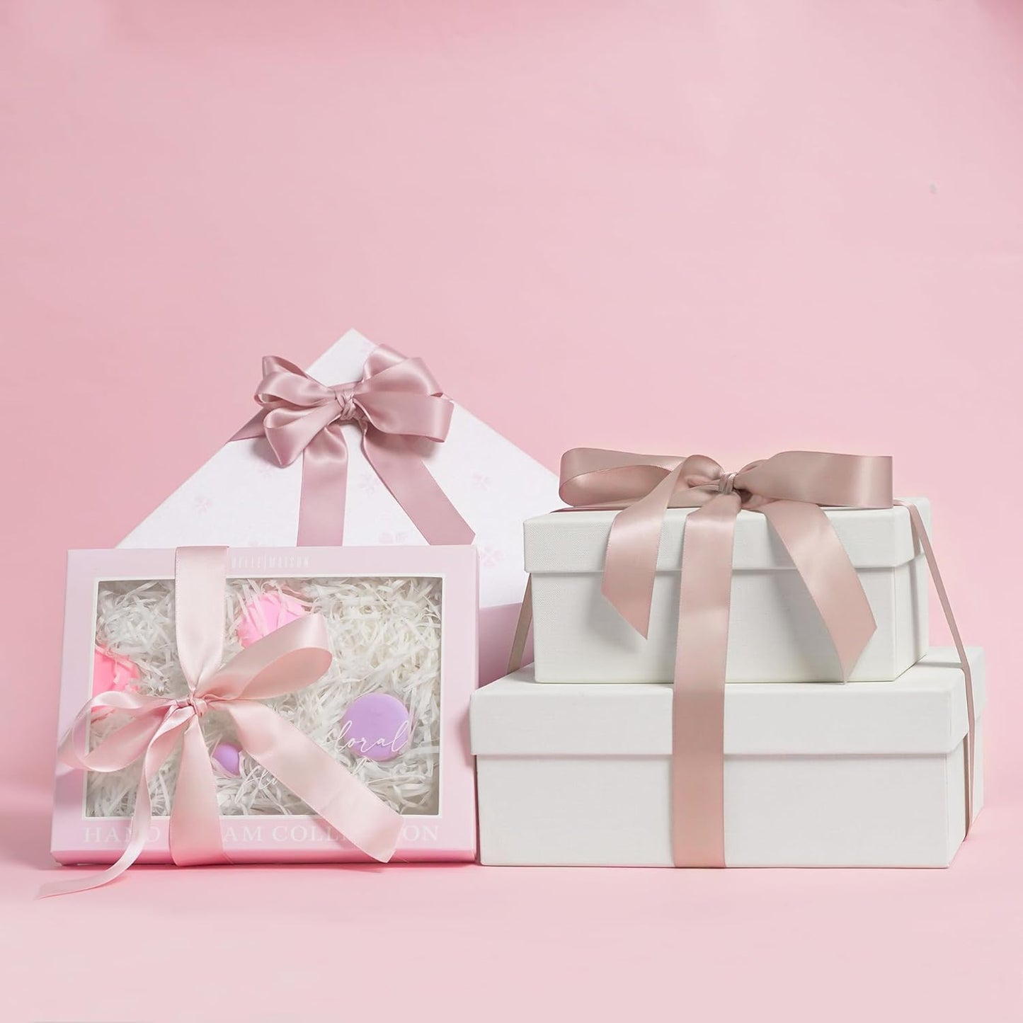 HUIHUANG Dusty Rose Satin Ribbon 1 inch x 50 Yards Double-Faced Polyester Dusty Rose Pink Ribbon for Gift Wrapping, Wedding Invitations, Hair, Bows Making, Floral Arrangement, Holiday Decor