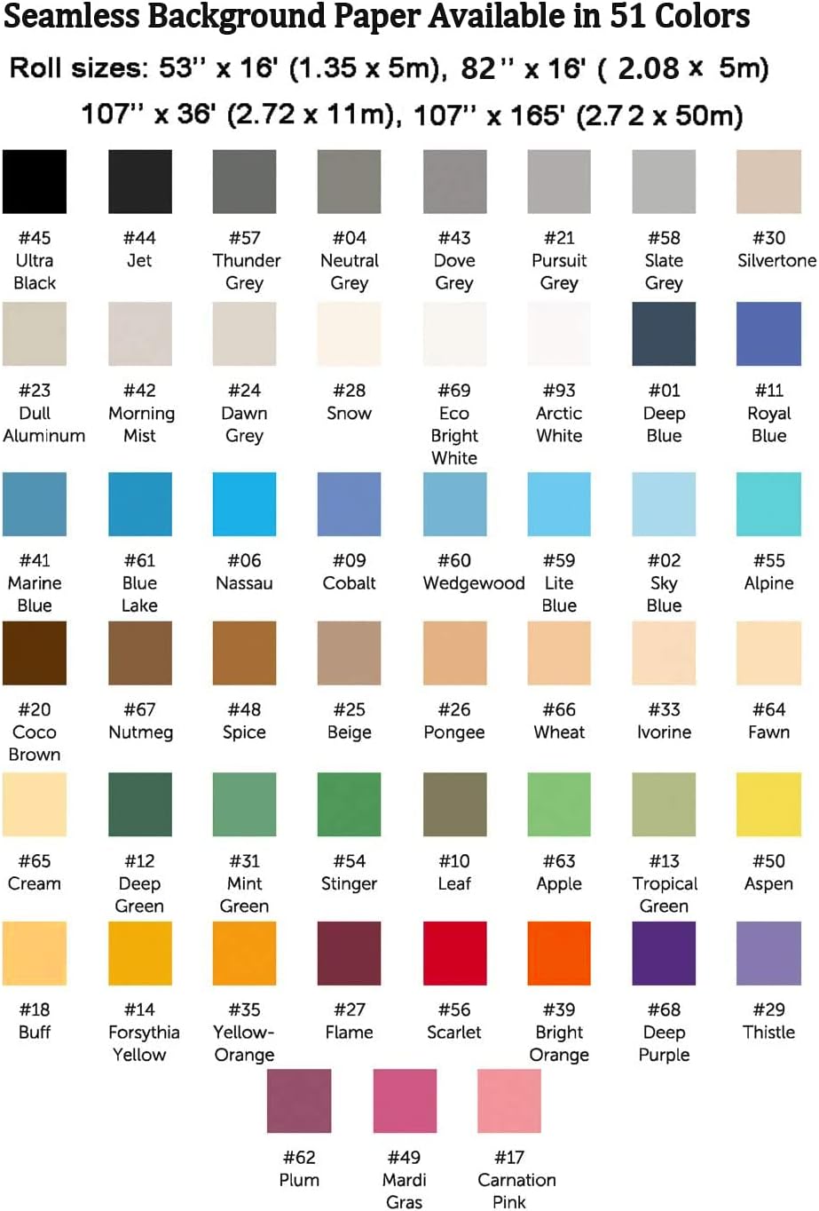 Huamei Seamless Photography Background Paper, Photo Backdrop Paper 53 Inches Wide x 16 Feet, (4.4x16 Feet) (Stinger)