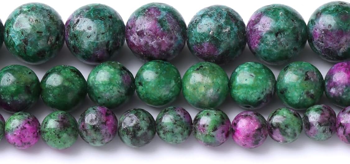 32PCS 12MM Natural Epidote Zoisite Stone Beads Round Loose Stone Beads for Jewelry Making DIY Energy Stone Healing Power Bracelet 15"