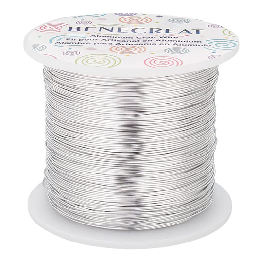 BENECREAT 22 Gauge Silver Aluminum Wire 850FT Decor Jewelry Craft Wire Beading Floral Aluminum Craft Wire for Gem Wrapping, Model Jewelry Making