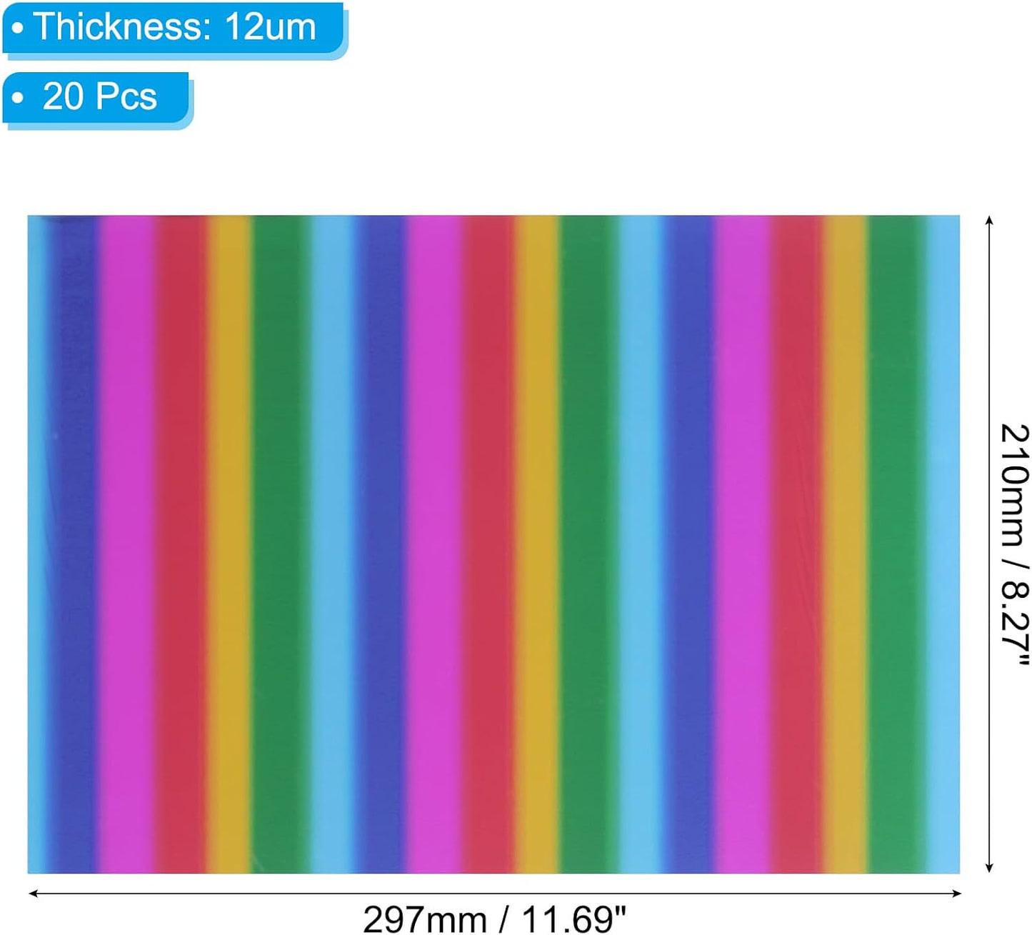 PATIKIL 11.7x8.3" Hot Stamping Foil Paper Sheet, 20 Sheets A4 Heat Transfer Hot Stamping Paper Foil for Leather DIY Logo Decor Craft Gift Package Scrapbook Card, Horizontal Colorful