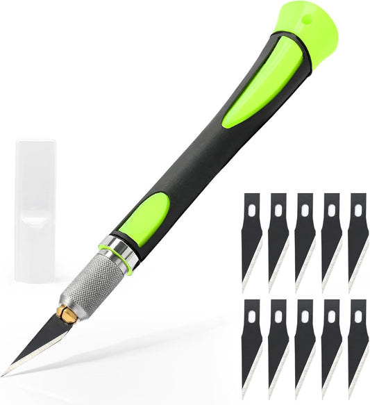 EHDIS Precision Hobby Knife Set Utility Craft Knife Kit with 10PCS Blades for Art, Working-Stencil, Scoring, Scrapbooking, Architecture Modeling, Crafting (Green)