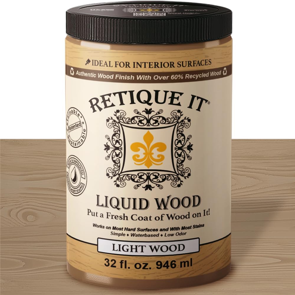 Retique It New and Improved Formula Liquid Wood Coatings - Stainable Primer - Paint It then Stain it (Light Wood, Large)