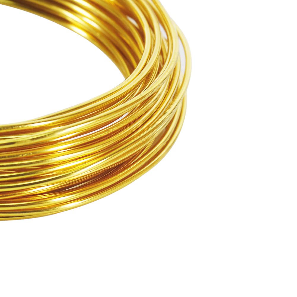 Tenn Well 12 Gauge Aluminum Wire, 100 Feet 2mm Bendable Anodized Metal for Sculpting, Jewelry Making, Armature Making, Weaving and Wrapping, Crafting (Gold)