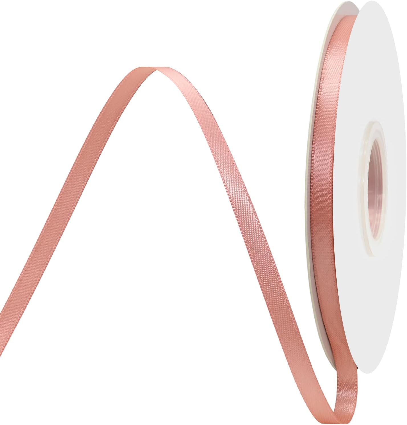 Dusty Rose Satin Ribbon 1/4" X 50 Yards Solid Color Double Faced Ribbons Perfect for Crafts Wedding Decor Bow Making Arts Sewing and More