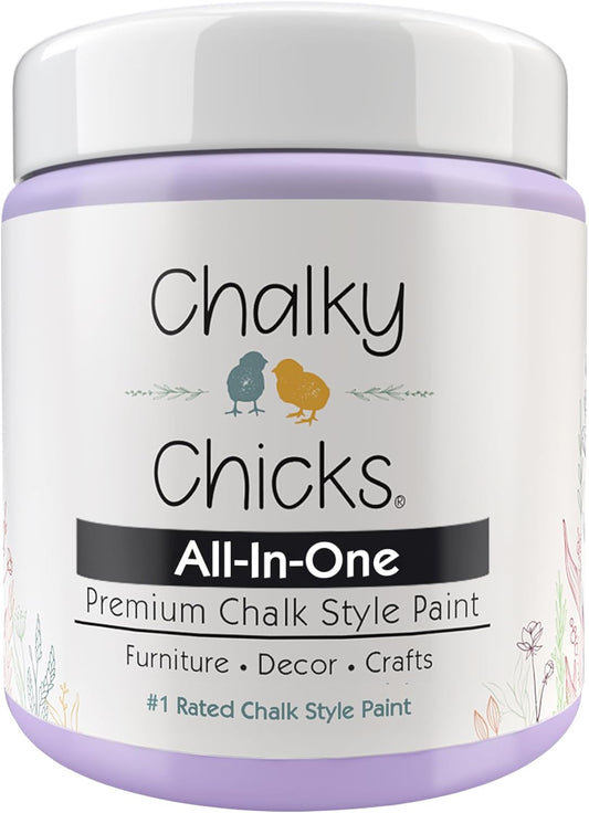 Chalky Chicks All-in-One Chalk Paint for Furniture or Cabinet - 8Fl Oz-Matte Finish Sweet Lilac (Light Purple) for Metal, Wood Furniture Paint - No Sanding All-in-One for Home Decor & Crafts, USA Made