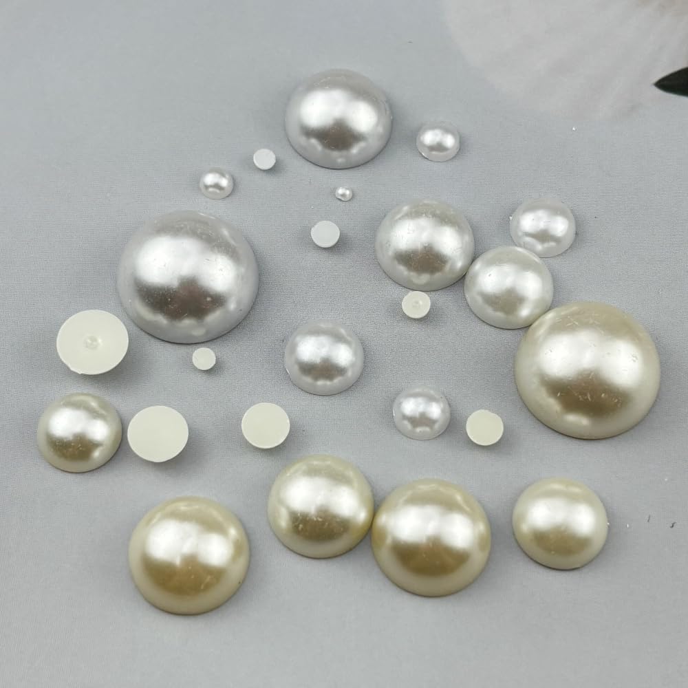6000pcs 4mm Half Pearls for Crafts Flatback Half Round Pearl Beads for Jewelry Making Nail Art Scrapbook Craft Wedding Dress Decoration(Ivory White)