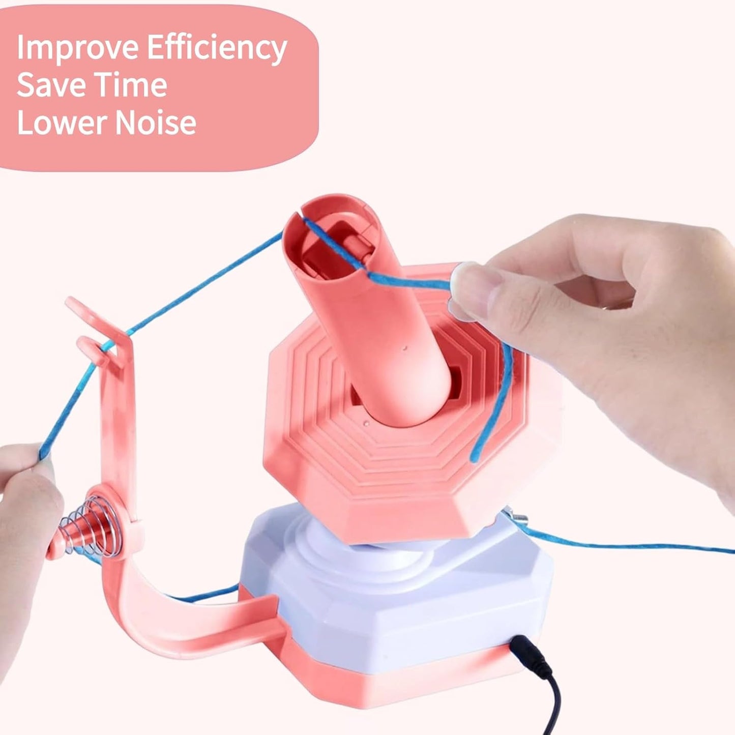 Zjyufy Yarn Winder Electric Yarn Ball Winder for Crocheting, 10oz Large Automatic Yarn Spinner Yarn Cake Winder with Stepless Speed Strong Tension, Pink