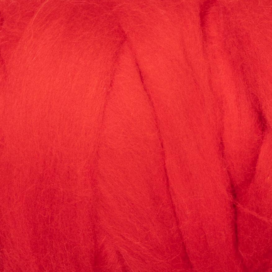 Kondoos Colored Natural Wool roving, 1 lb. Best Wool for Needle Felting, Wet Felting, handcrafts and Spinning. (Red, 1 lb)