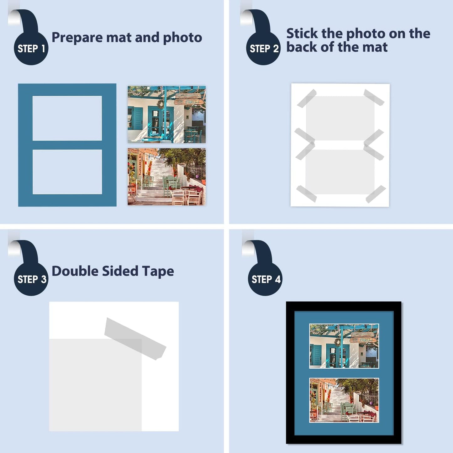 Mat Board Center, Pack of 5, Photo Picture Mats - Acid Free, 4-Ply Thickness, White Core - for Pictures, Photos, Framing (8x10 for 2-4x6 Mixed Color)