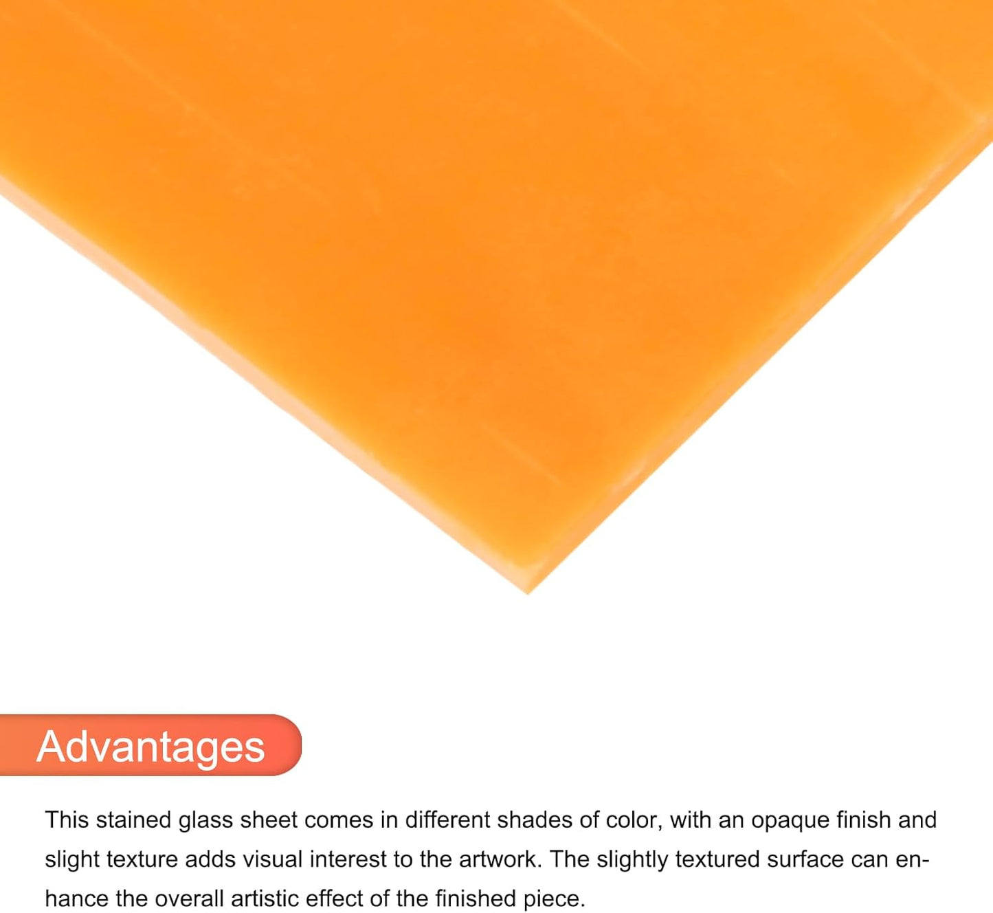 MECCANIXITY 2 Pcs Stained Glass Sheet Mosaic Tile 7.9 Inch x 5.9 Inch Orange Red Stained Glass Sheets for Crafts DIY Art Project